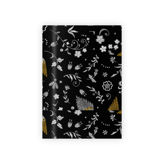 Embroidered Gold Bird Gift Wrapping Paper Rolls, 1pc