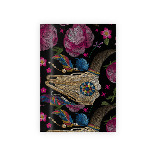 Embroidered Rose Skull Gift Wrapping Paper Rolls, 1pc